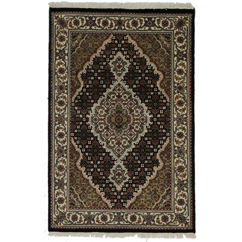 Nodie Oriental Area Rug in Black
