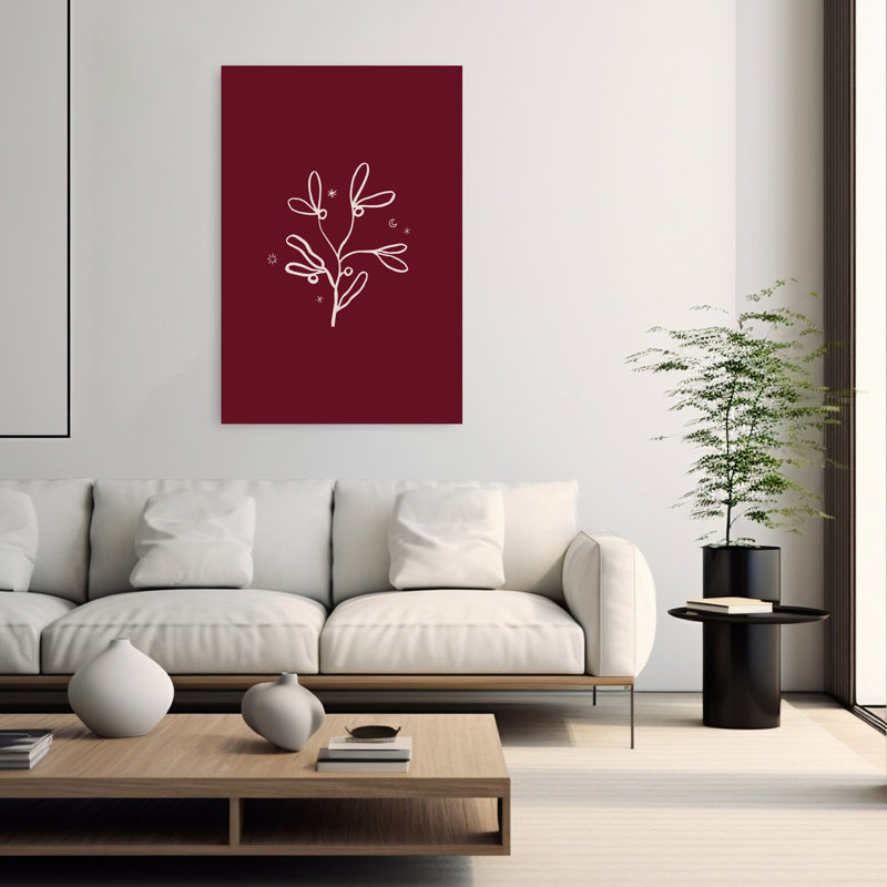 Mistletoe Celestial Charm Abstract Elegant Minimalist Nature Plant Wall Art Print by Karen Menzenbach - Wrapped Canvas Print