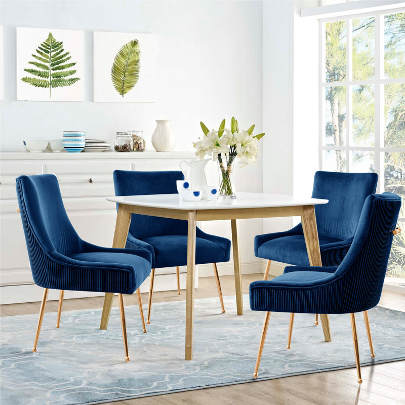 Aizhan Upholstered Side Chair, Blue
