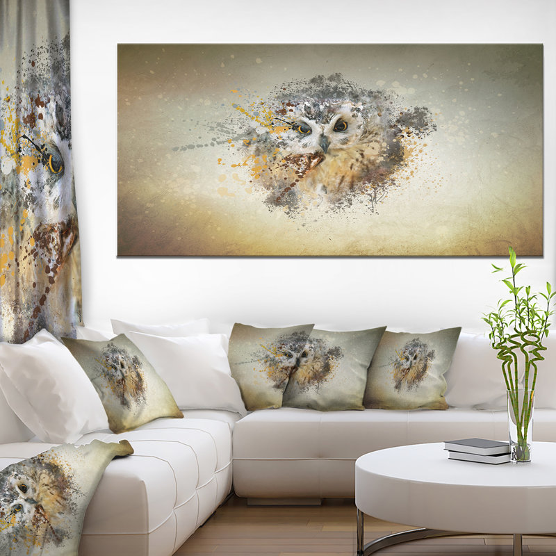 Large Owl - reproduction d'impression, H 28 x l 60 po x P 1 po, Métal