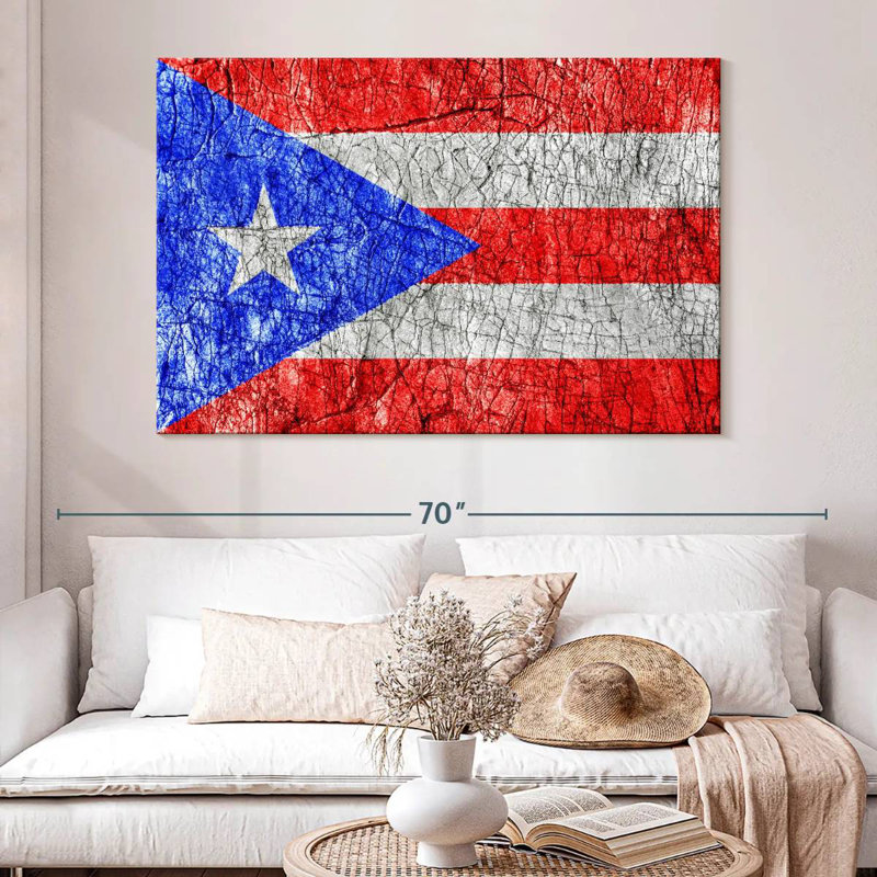Borges texturé, drapeau de Porto Rico, H 34 po x l 51 po