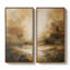 «Brown Dramatic Clouded Horizon», ensemble de 2 reproductions d'art murales encadrées sur toile 60 po x 30 po x 2 pièces-1492417990-1492417991