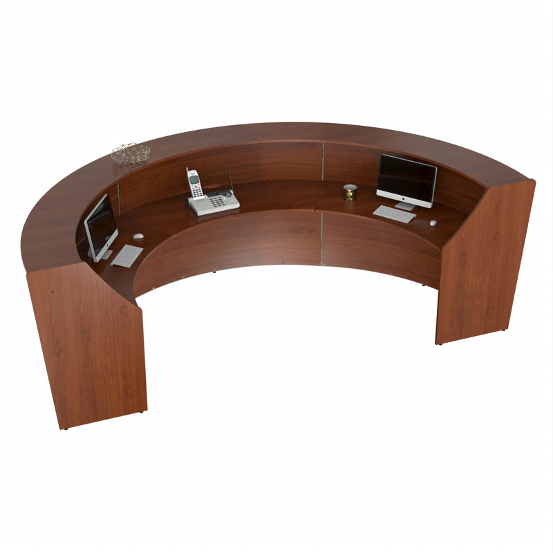 Pecora 3 Person U-Shaped Synthetic Laminate Reception Desk, Cherry