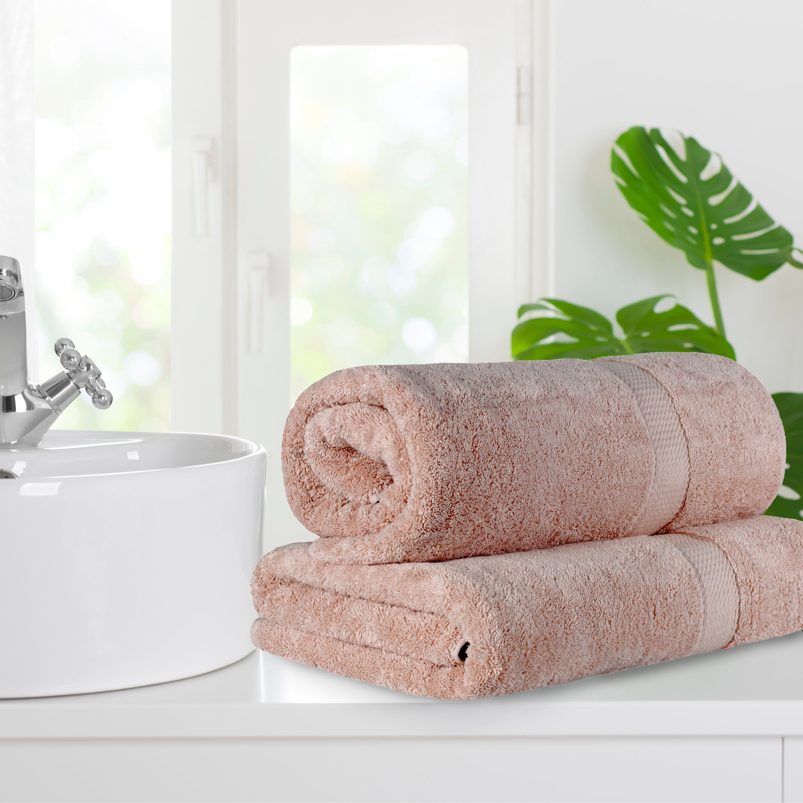 Renata 2-Piece Egyptian Cotton Bath Sheet Set, Muted Mauve