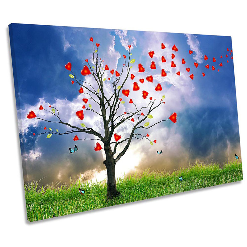 Love Heart Tree Abstract - Wrapped Canvas Print, 61cm H x 91.4cm W x 4cm D