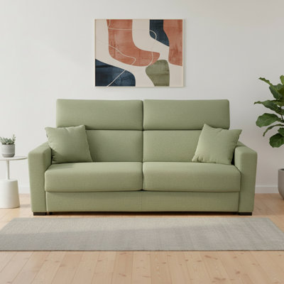 Bellinda Italian 81" Modern Stain and Abrasion Resistant Performance Fabric Queen Size Sleeper Square Arm Sofa Bed with Adjustable Headrests