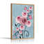 «Pink Roses and Butterflies on Blue», art mural sur toile-133549594