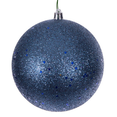  4" Denim Blue Sequin Ball Ornament.
