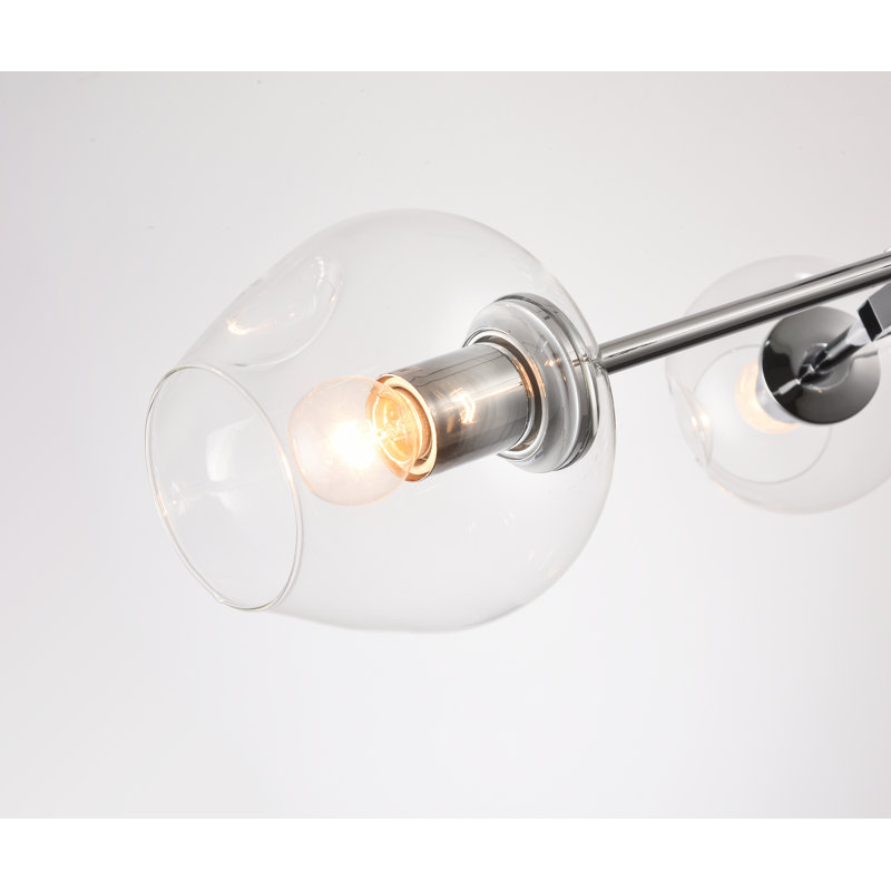 Lustre en chrome 5 lumières Industrial, Chrome, Transparent
