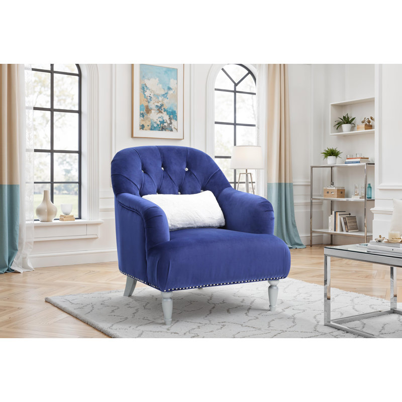 Chaise en velours de couleur grise, Velours bleu