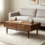 Table basse moderne et minimaliste en bois massif avec rangement