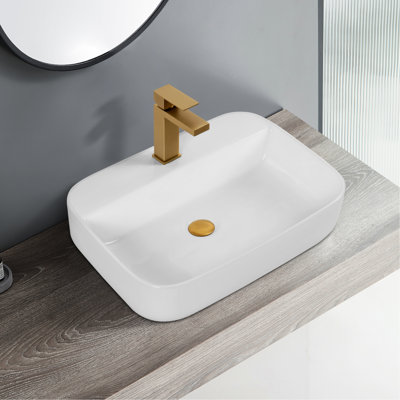 White Ceramic Countertop Basin - Enhances Bathroom Decor With Durability Rectangular Wash White, An Elegant Finish