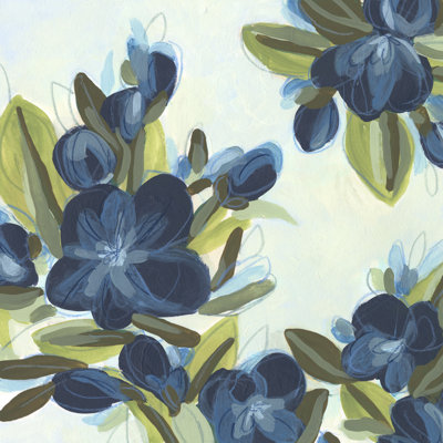 «Lush Indigo Blooms III» par June Erica Vess - peinture sur toile tendue
