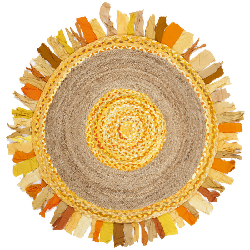 Tapis en coton / jute tissé à la main Knowles, Rond 4 pi
