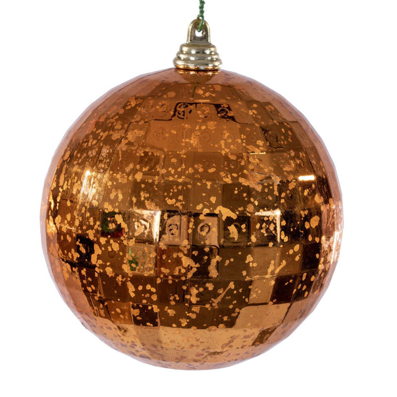 Vickerman 4" Mirror Mercury Ornament. It includes 6 pieces per bag., Burnish Orange