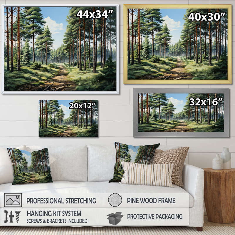 Pin «Whispering Pines I» - Art mural pin, Cadre simple noir, H 24 po x l 32 po x P 1 po