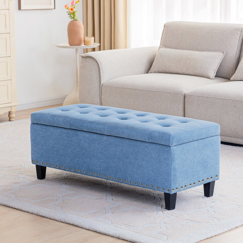 Banc de rangement rembourré Damareion, Bleu