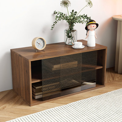Glowden Modern Stackable Glass Door Cabinet with Melamine Finish by NFusion