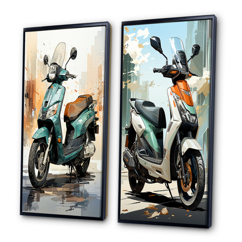 «Green Scooter City Cruiser», 2 pièces, Cadre noir, H 40 po x l 40 po
