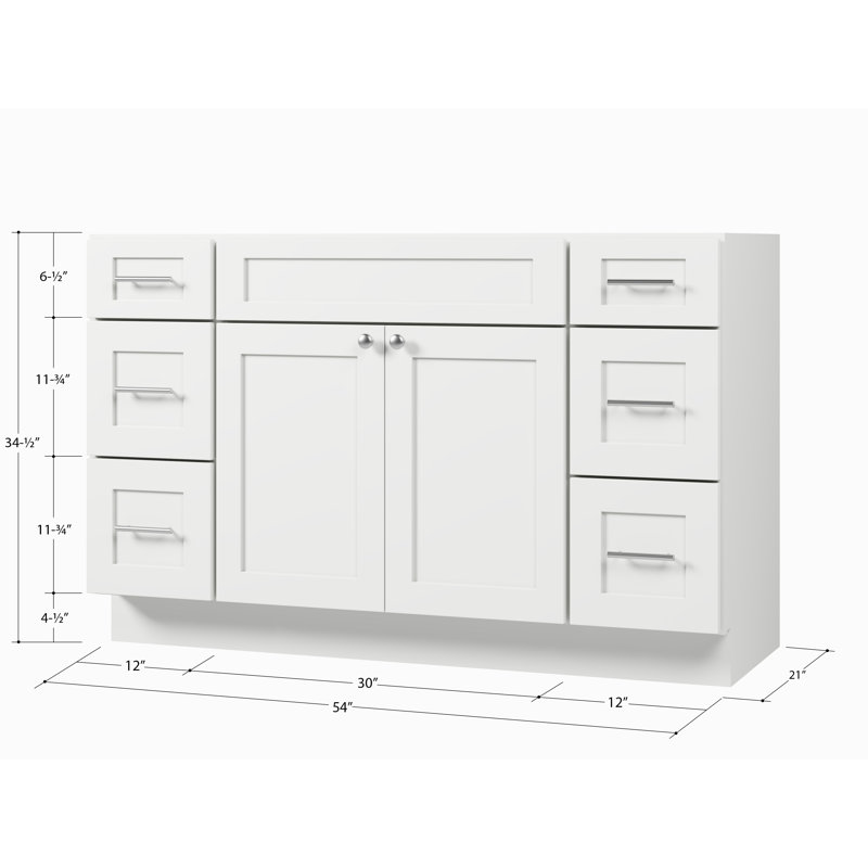 Disar 54" Single Bathroom Vanity Base Only, White