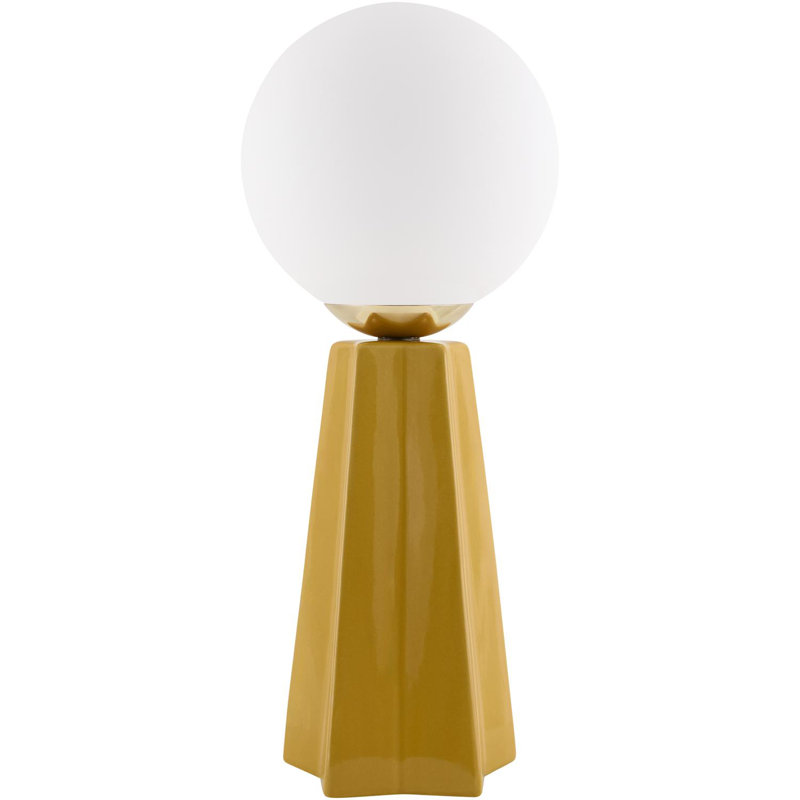 Ceramic Table Lamp with Glass Round Shade, Yellow