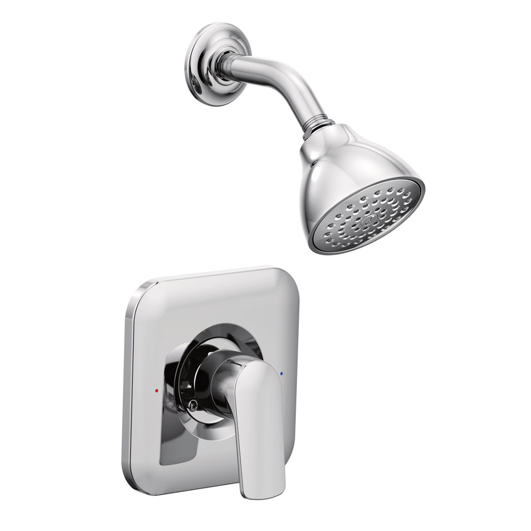 Rizon Chrome Shower Head with Handle and Posi-Temp Moen 