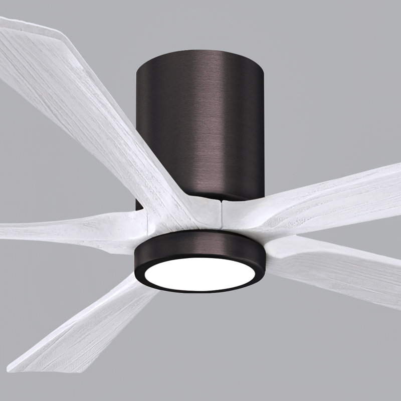 Irene Flushmount Light Kit 5 Blade LED Ceiling Fan, Brushed Bronze, 60", Matte White