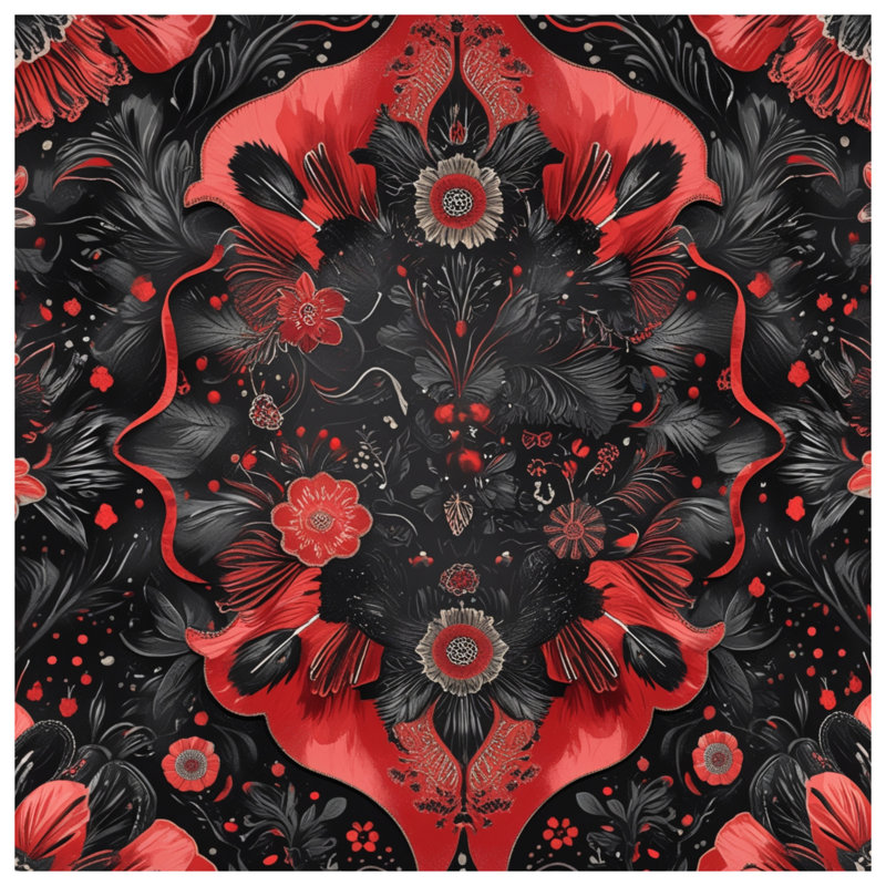 Couvre-lit rouge à motif floral, Double