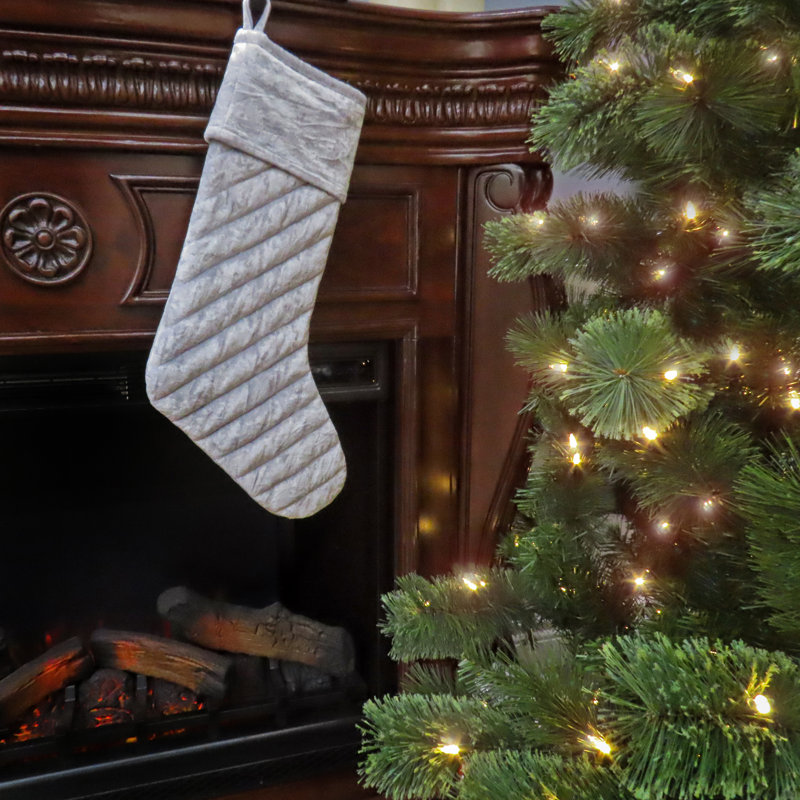 Chaussette de Noël en velours matelassé, Argent