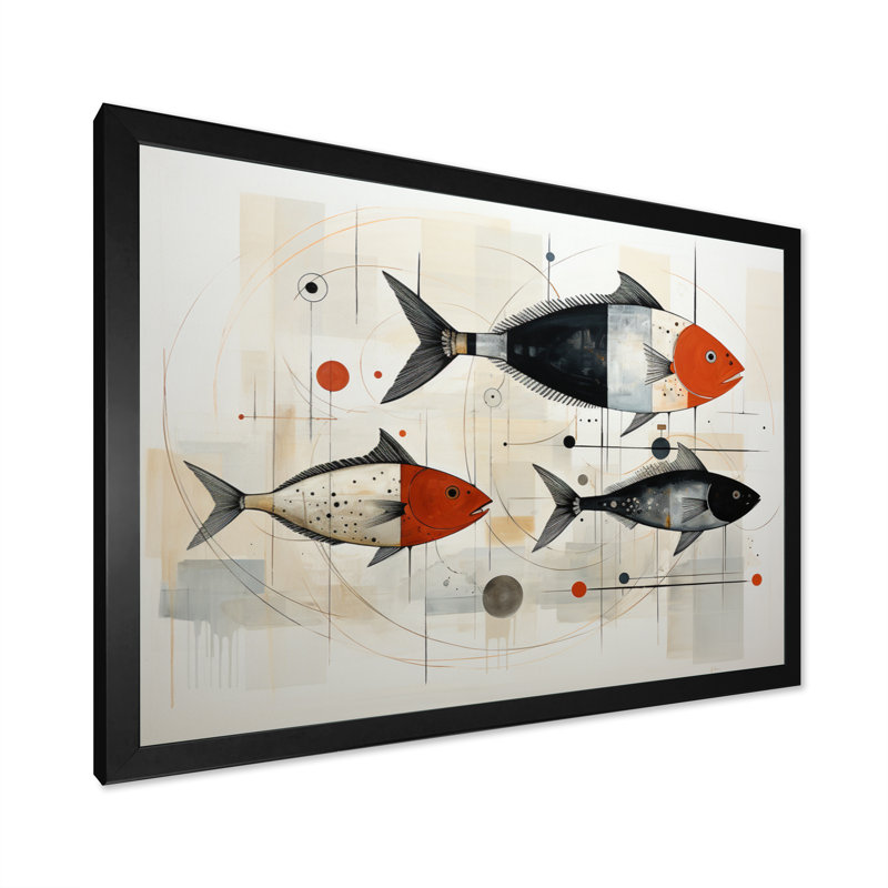 " Fishing Minimalist Marine ", 30" H x 40" W x 1.5" D, Black Single Picture Framed