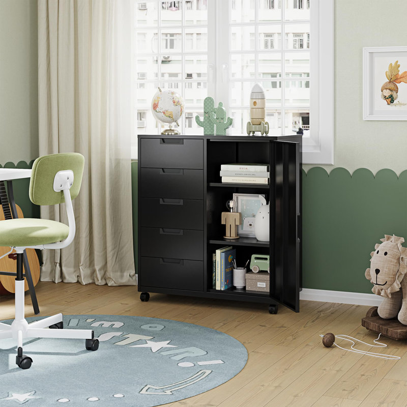 5 Drawer Storage Cabinet, Black