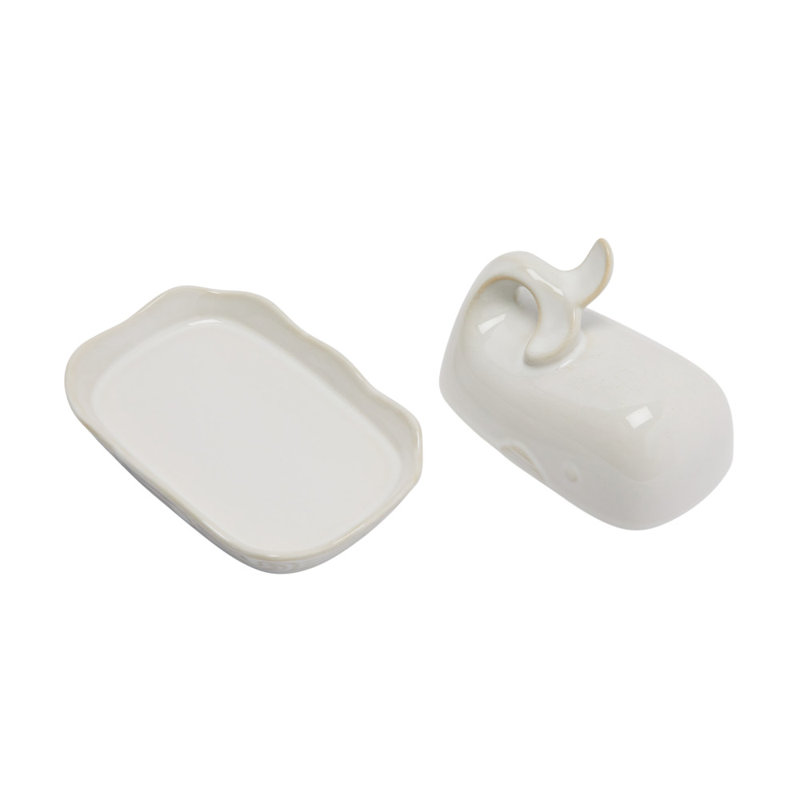 Leonida Novelty Ceramic Butter Dish, White