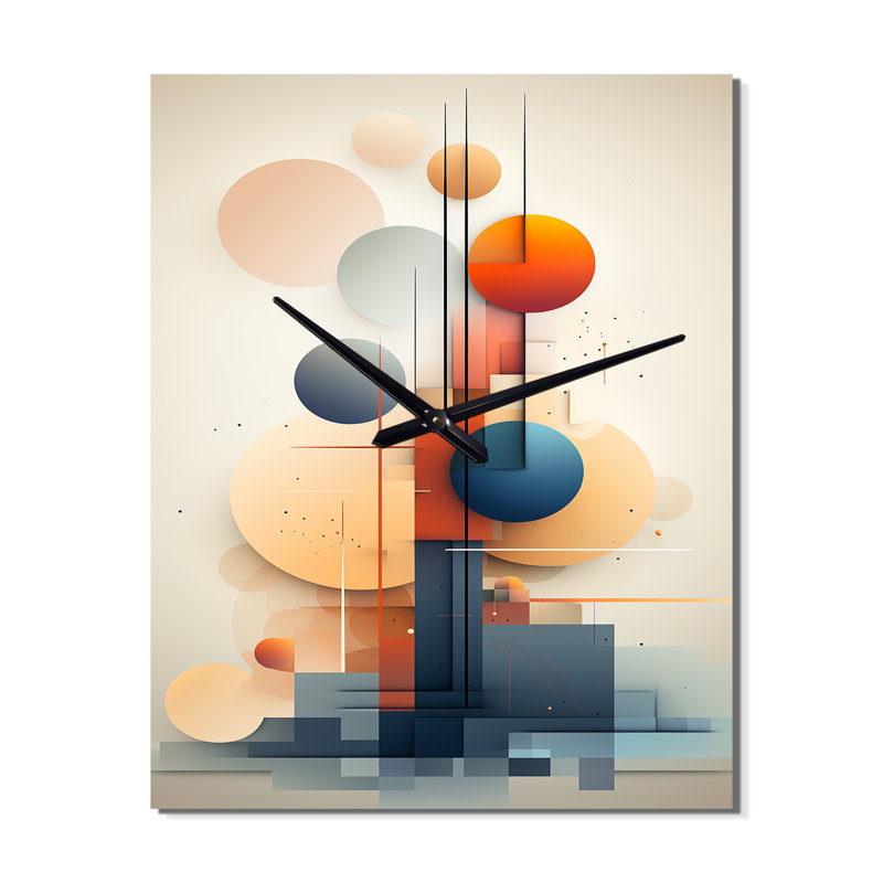 Daydreams Of Midnight Retro Geometric - Geometric Mid Century Wall Clock, 32" H x 16" W x 1" D