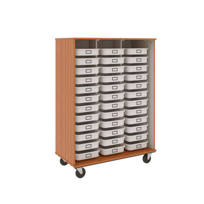 Mobile Manufactured Wood Tote Tray Cart