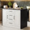 Îlot de cuisine 47,2 po avec 4 tiroirs, îlot de cuisine en faux marbre avec grande armoire de rangement pour la cuisine et la salle à manger