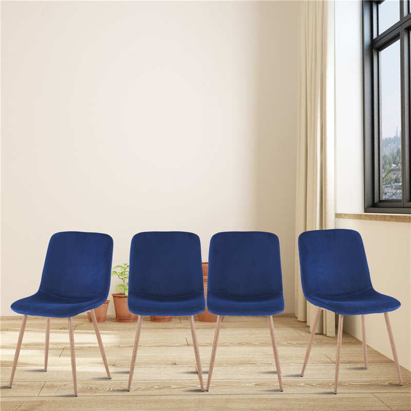 Mcdonagh Upholstered Side Chair, Dining Chairs, Kitchen Chairs, Navy, 4