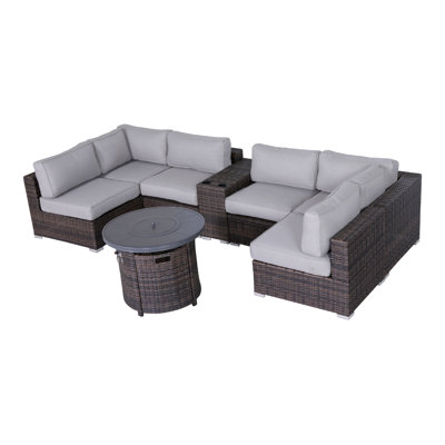 Biles Wicker Fully Assembled 4 - Person Seating Group with Cushions