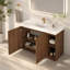 Meuble-lavabo GALAN 48F" Winston en noyer avec lavabo, grand meuble-lavabo autoportant de rangement pour salle de bain moderne, lavabo blanc monobloc sans bonde ni robinet, à monter soi-même