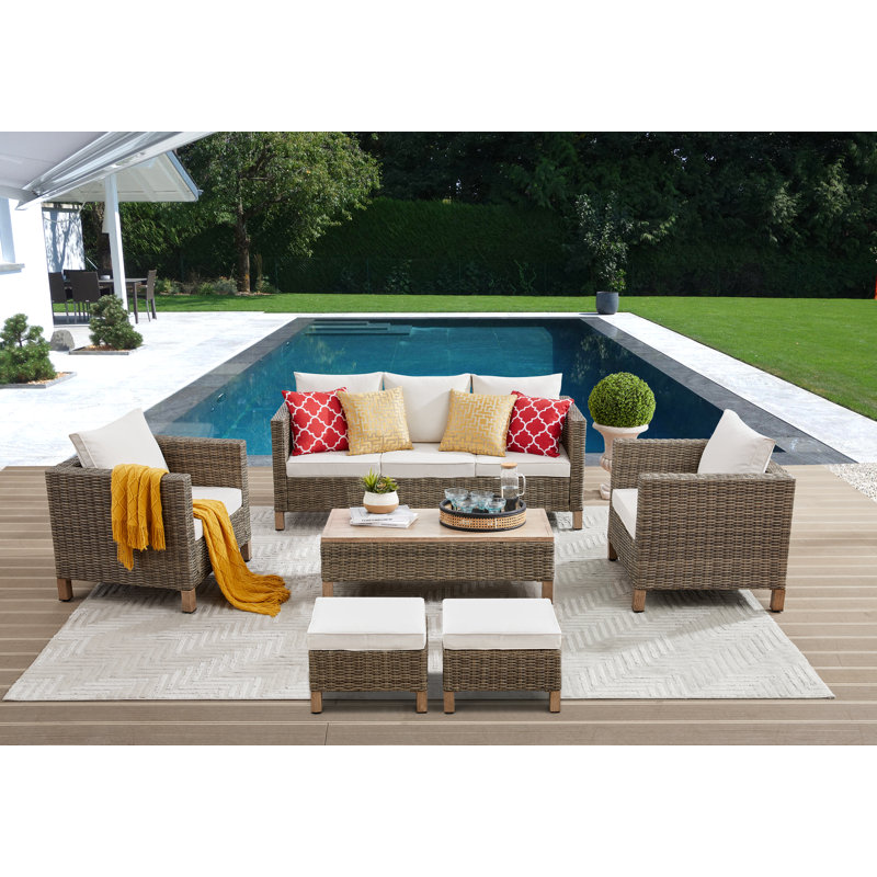 Duponta 7 - Person Patio Conversation Set with Cushions, Beige