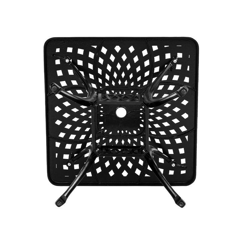 Rectangular Metal Outdoor with Umbrella Hole Dining Table - 78 cm W 78 cm D