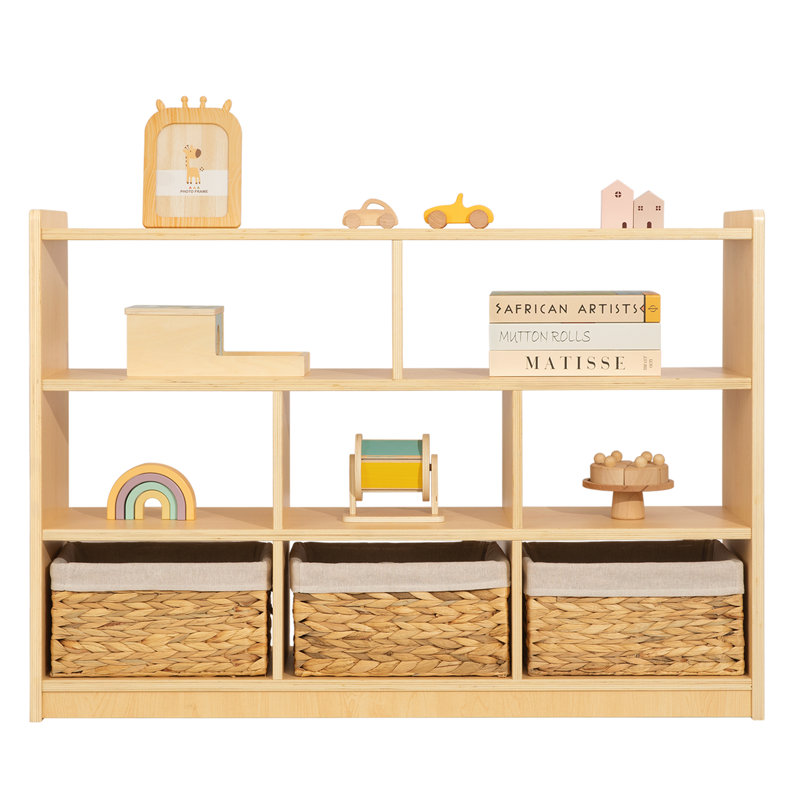 Montessori Book Shelf And Toy Storage, 8 Compartment 31.5"H X 44.6"W X 11.7"D