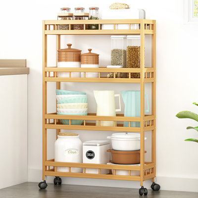 Bamboo 4-Tier Bathroom Storage Cabinet Organizer
