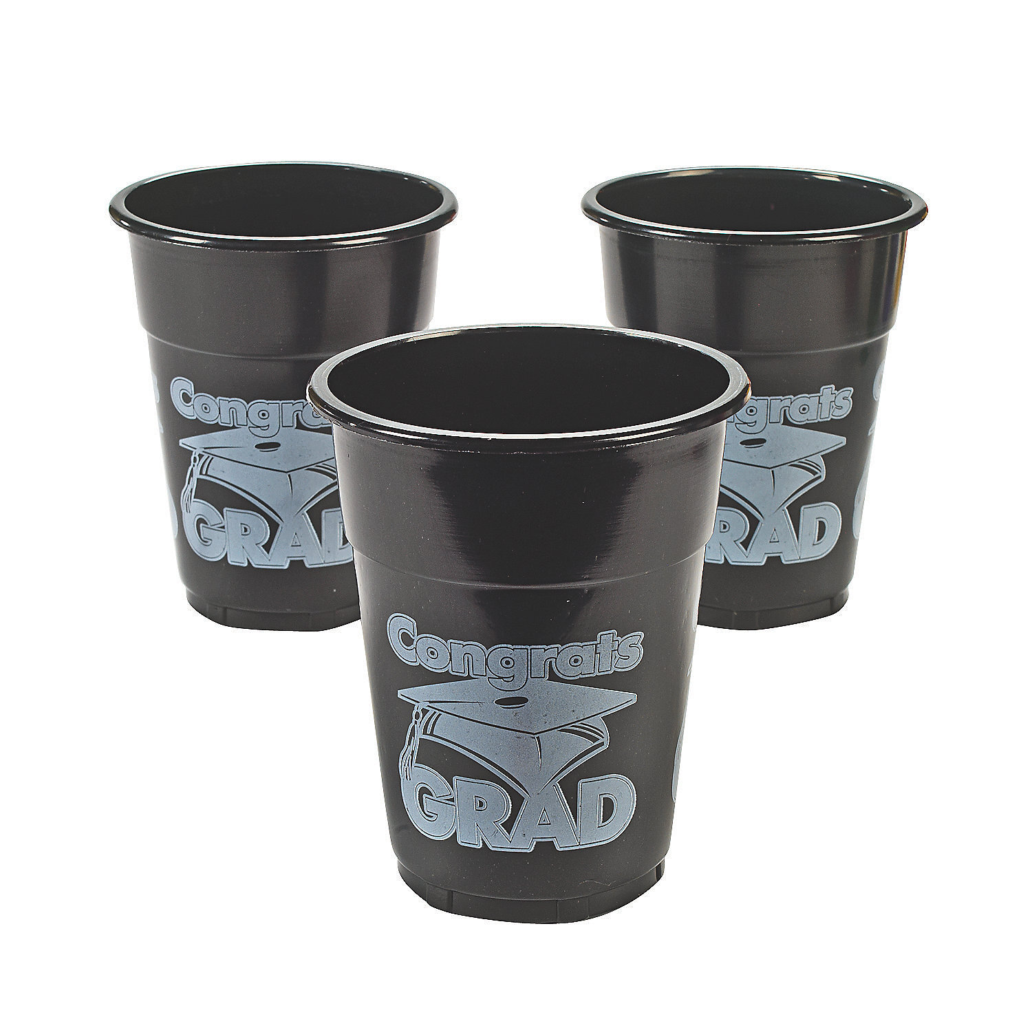 Plastic Yellow Congrats Grad Disposable Cups