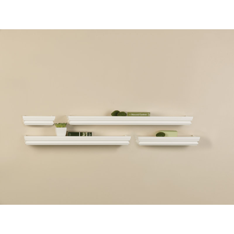 Tablettes flottantes à moulures couronnées 4 pièces Melannco, blanc