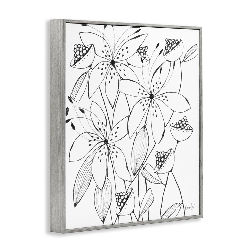 Giclée encadrée Open Blooms, design par Krinlox, H 14 po x l 11 po, Estampe numérique Farmhouse