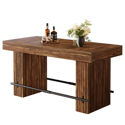 Table de bar industrielle à hauteur de comptoir de 63 pouces avec repose-pieds en métal pour cuisine Bistro