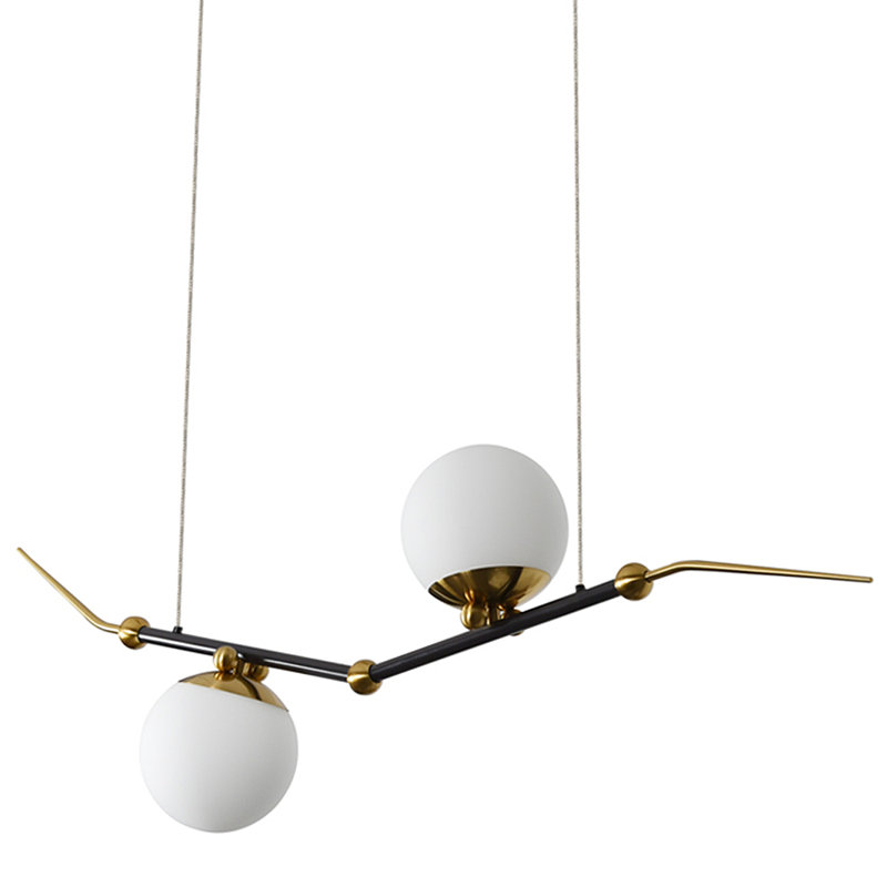 Chianti 43-in Height Adjustable ETL Certified Integrated LED Linear Chandelier with 2 Glass Shades