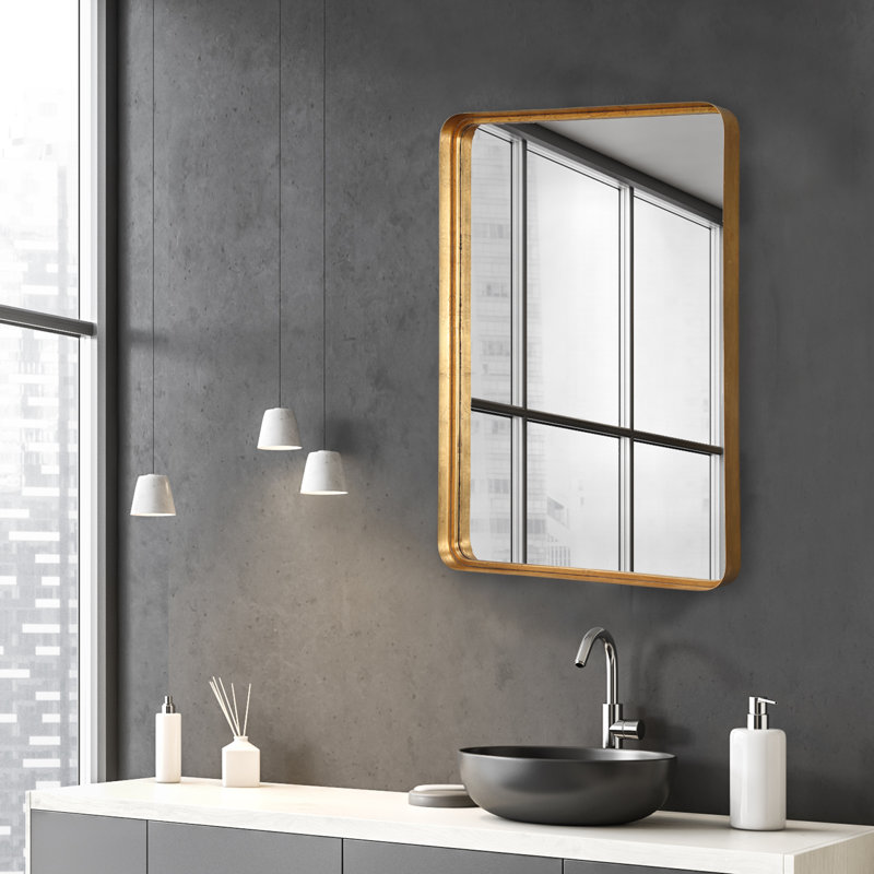 Rylie Metal Rectangle Wall Mirror, 40" x 30", Gold