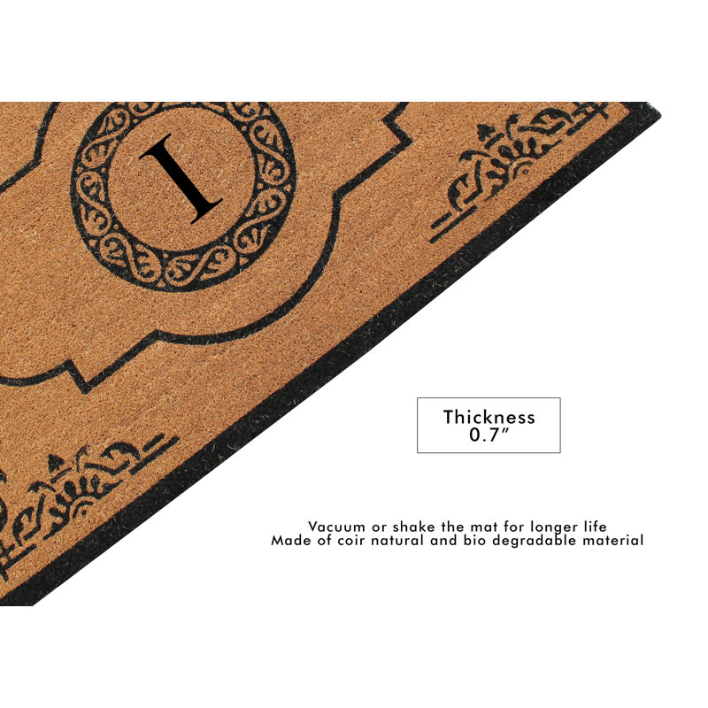 Issac Natural Coir and PVC Backing 36" X 72" Double Door Mat Outdoor Entrance Monogrammed Doormat , I