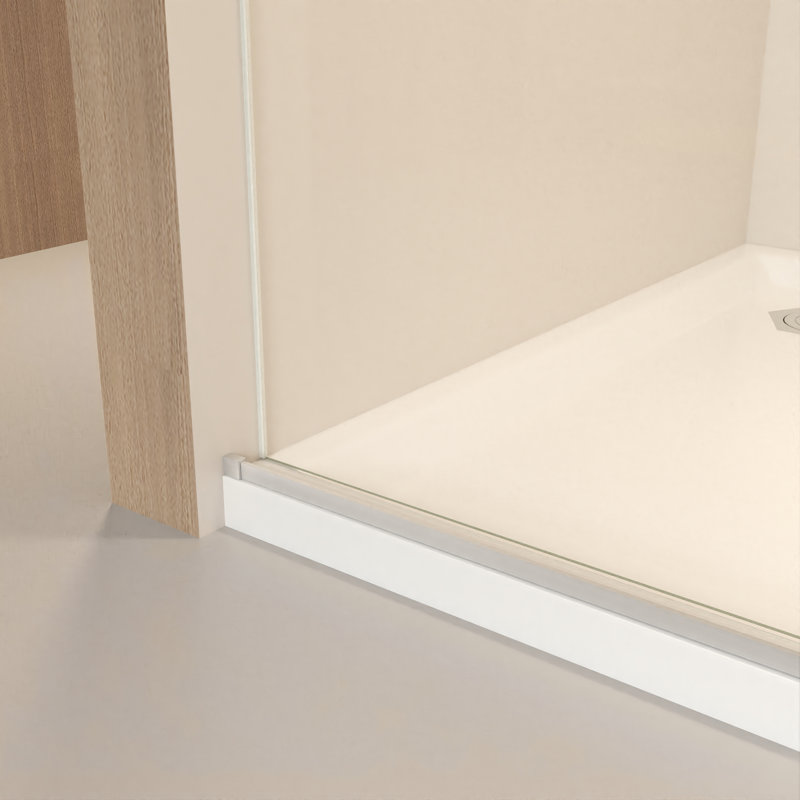 Porte de douche sans cadre 44 à 48 po x 76 po, verre trempé transparent de 5/16 po (8 mm), structure en acier inoxydable, nickel brossé
